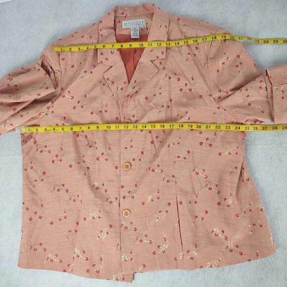 Maggie McNaughton Peach Pink Floral Flower Button Up Blazer, Jacket. Size 22W - Picture 5 of 10